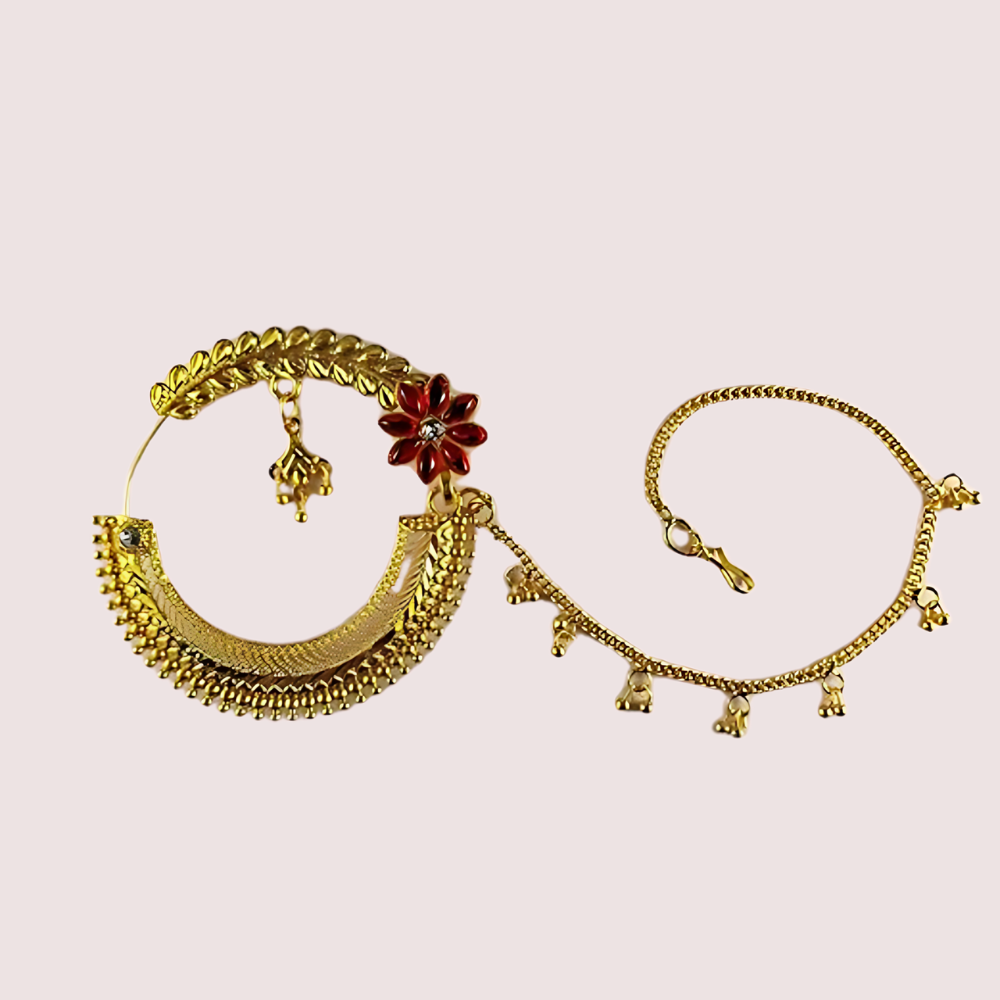 Classic Gold Plated Round Nath from Uttarakhand - Image 2