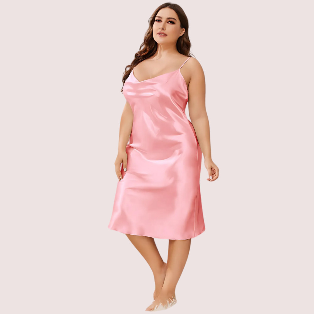 Plus Size Solid Satin Slip Dress (4XL–5XL) - Image 2