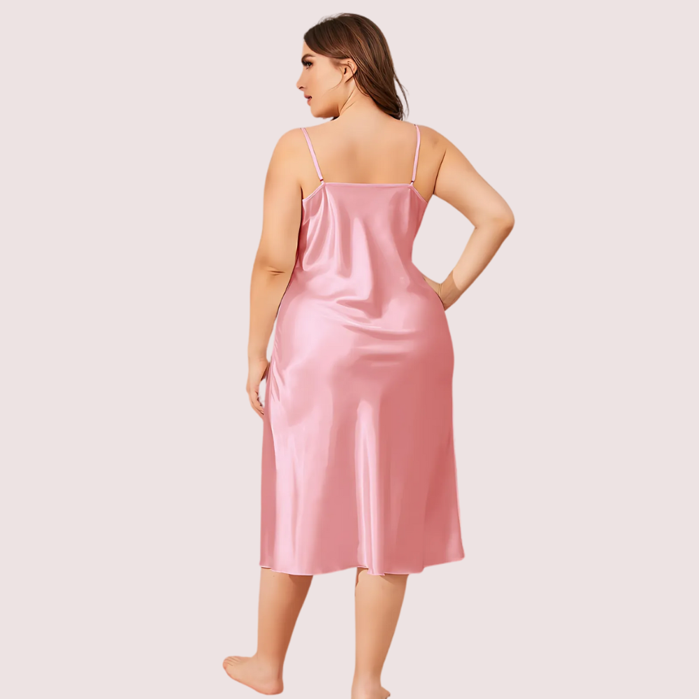 Plus Size Solid Satin Slip Dress (4XL–5XL) - Image 4