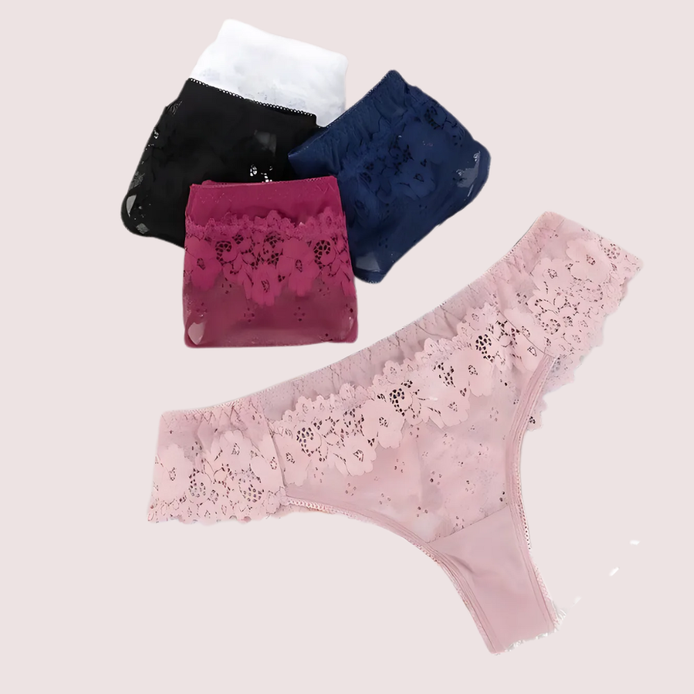 Pack (of 3) Women Floral Lace Thong Underwear - Image 4