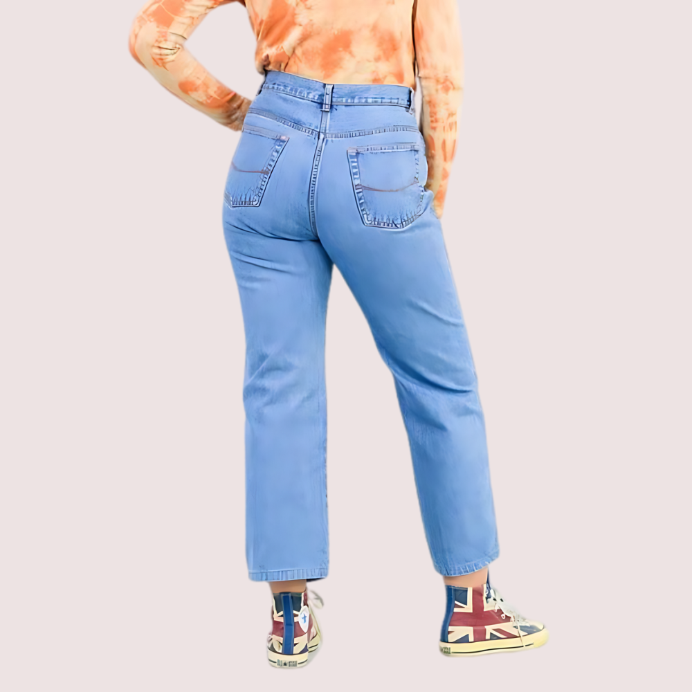 Classic 90s Boyfriend Blue Denim Wide Leg Jeans - Image 3