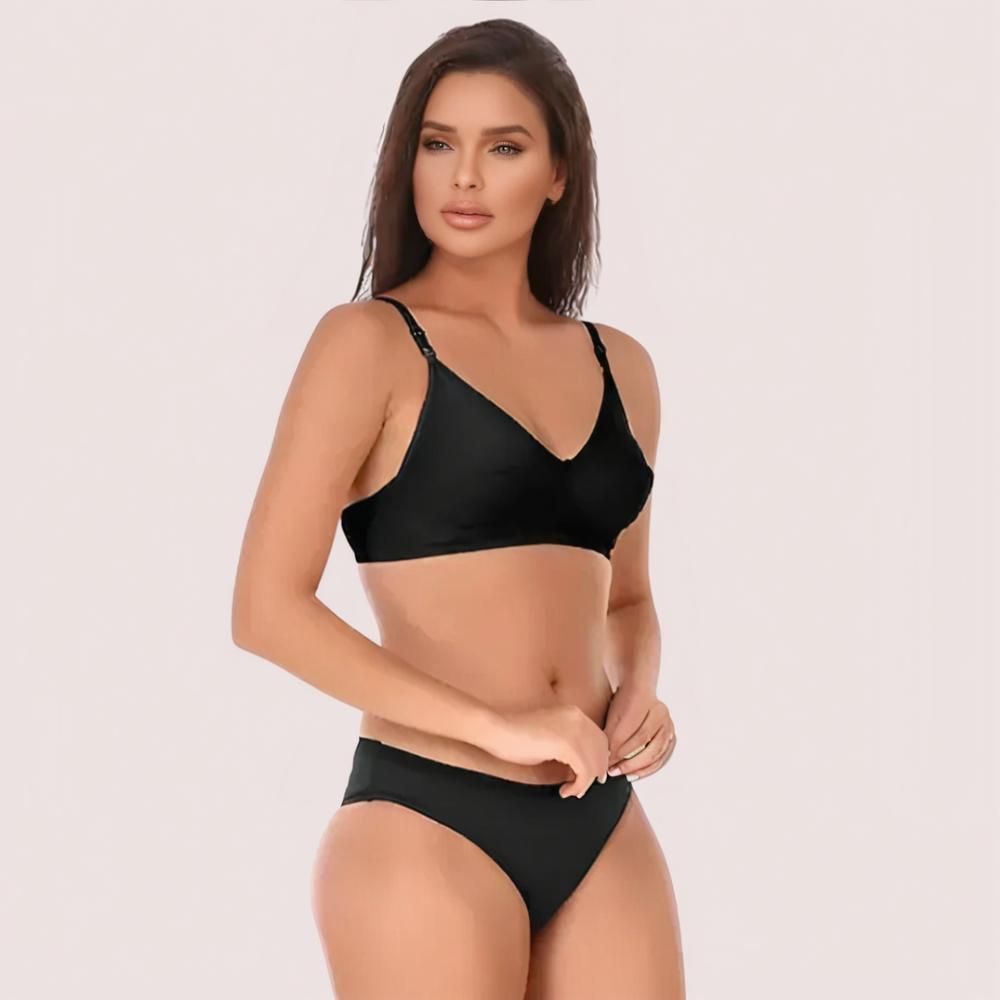 Timeless Black Cotton Bra Set - Image 2