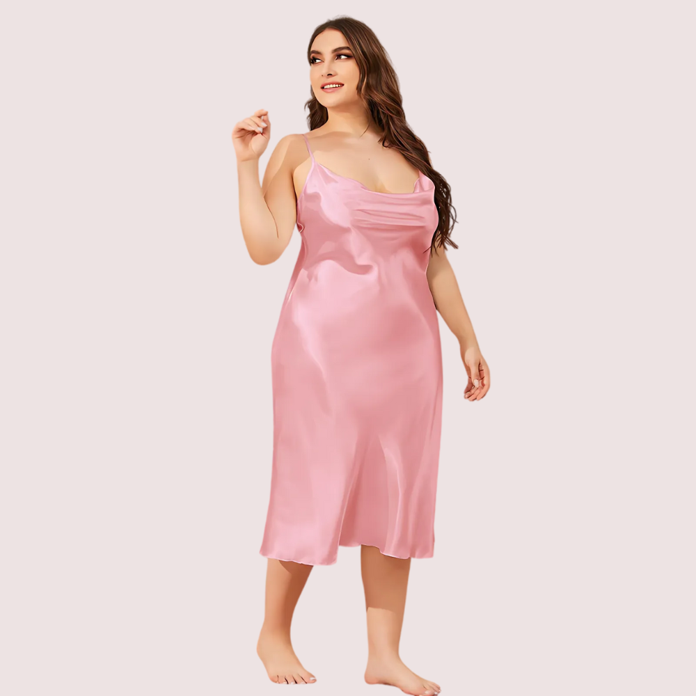 Plus Size Solid Satin Slip Dress (4XL–5XL) - Image 3