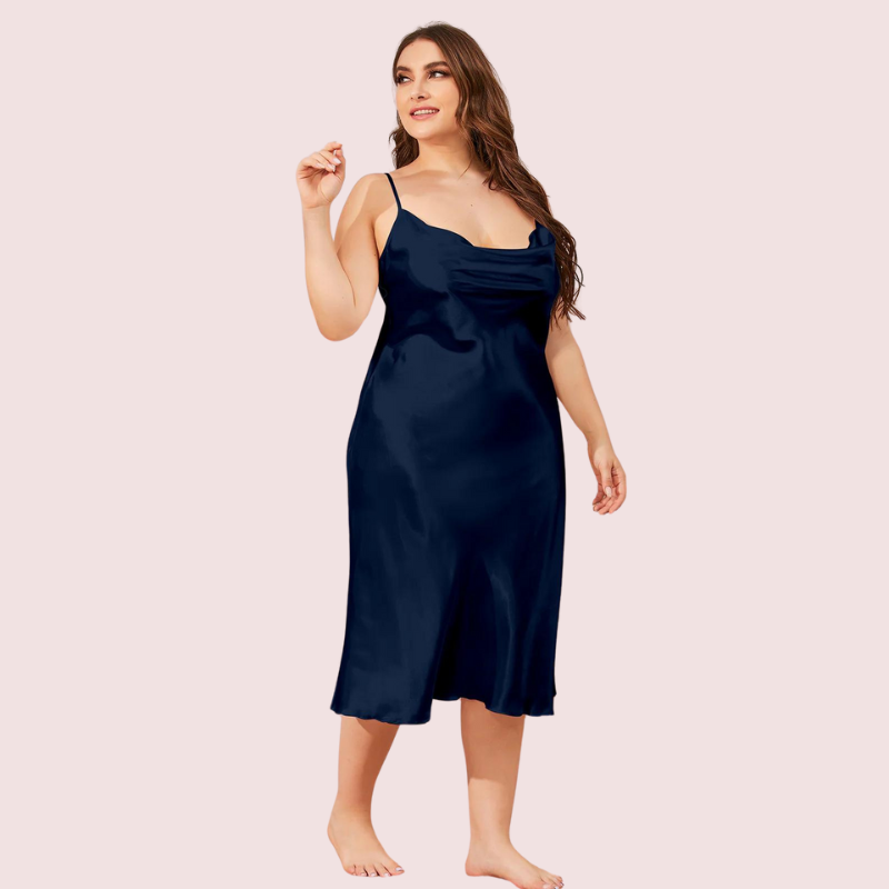 Glamour Satin Cowl Dress β Plus Size - Image 2