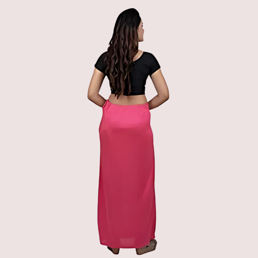 Ladies Glossy silk saree's Pink Petticoat - Image 2