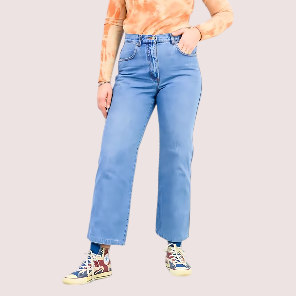 Classic 90s Boyfriend Blue Denim Wide Leg Jeans - Image 2
