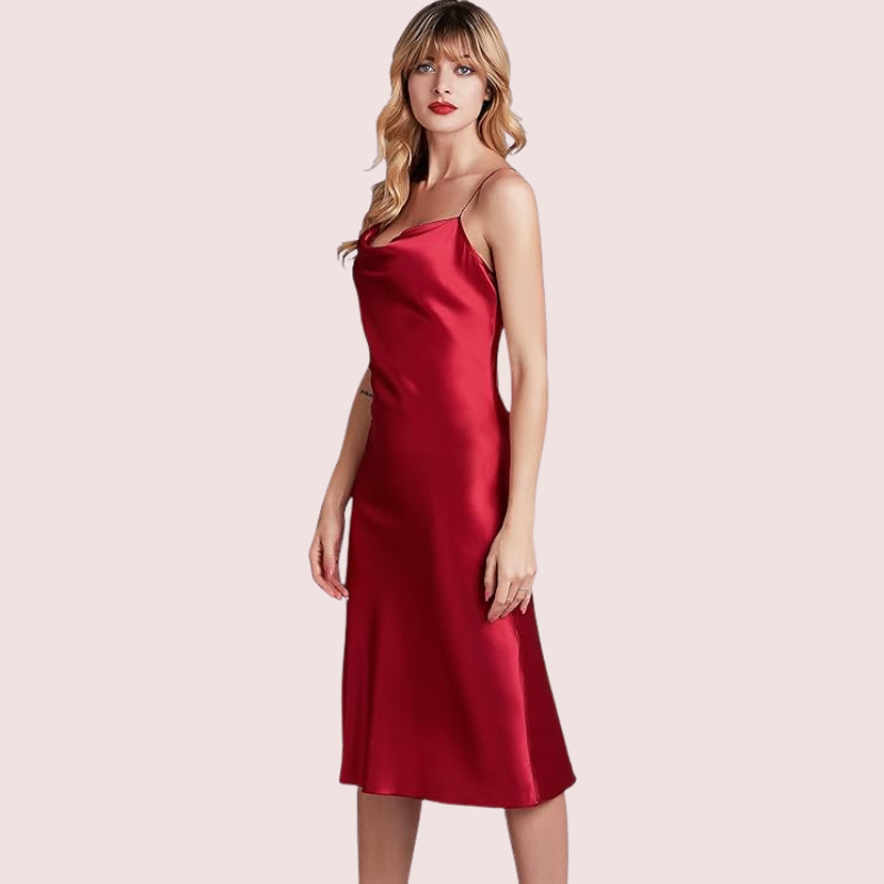 Elegant Cowl Neck Silk Nightgown for Comfort - Image 4