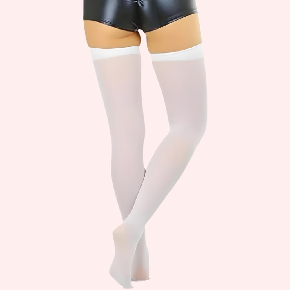 Classic Opaque Thigh-High Stockings Pack of 2 – Black & White Stay-Up Hosiery - Image 4