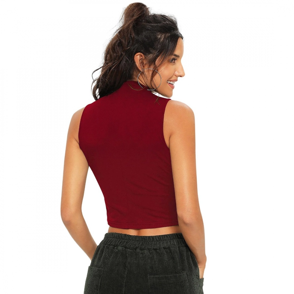 Women's Polyester, Knitting Western Wear Tops (Maroon) - Image 2