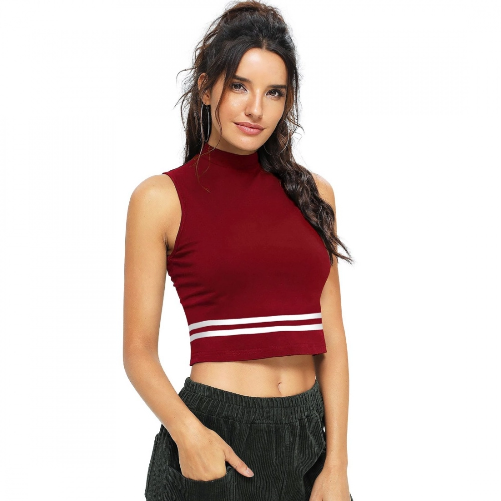 Women's Polyester, Knitting Western Wear Tops (Maroon) - Image 3
