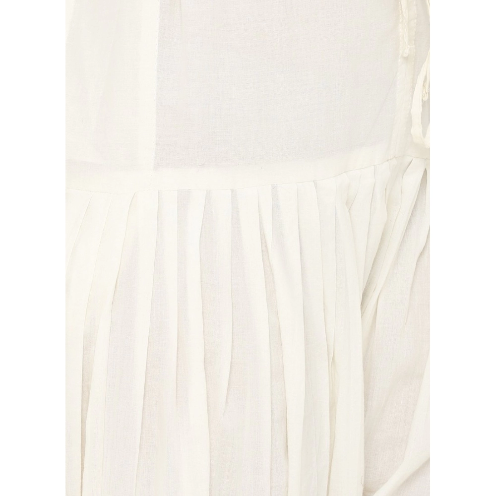 Women's Cotton Solid Patiyala (Color:Half White) - Image 2