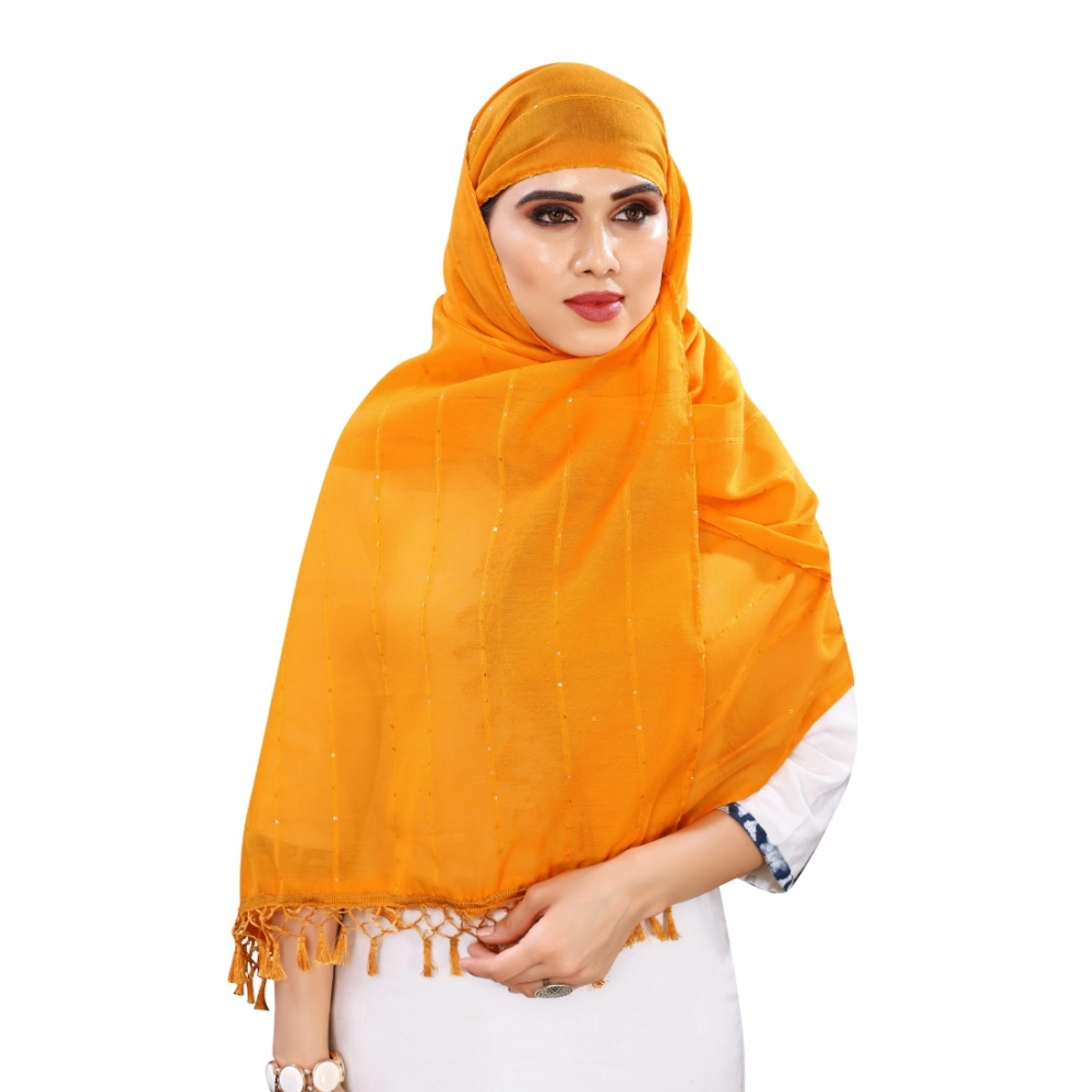 Women's Cotton Silk Strips Printed Dupatta (Musterd Yellow, Length:2-2.4 mtr) - Image 2