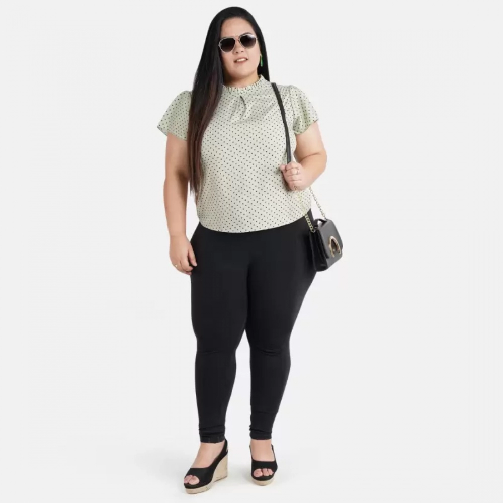 Women's Casual Short Sleeve Printed Green Top (Color:Grey, Material:Crepe) - Image 2
