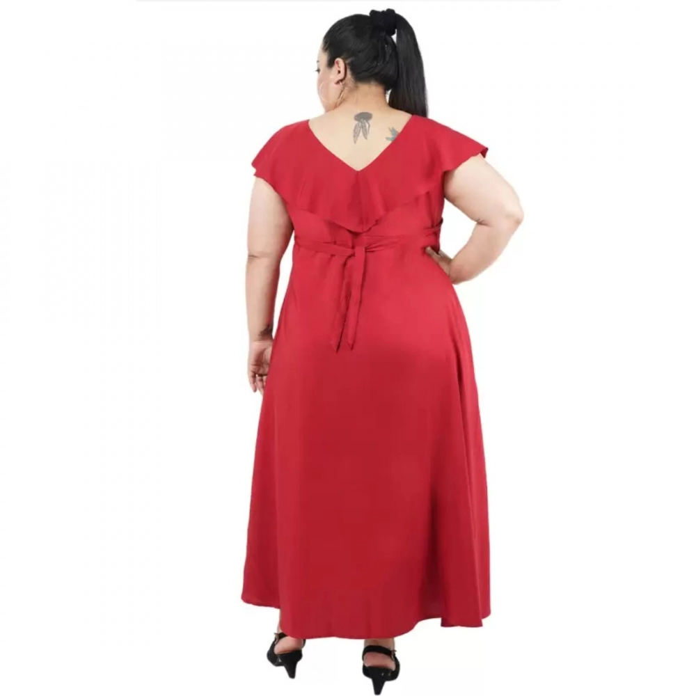 Women's Fit And Flare Maroon Dress (Color:Maroon, Material:Polyester) - Image 6