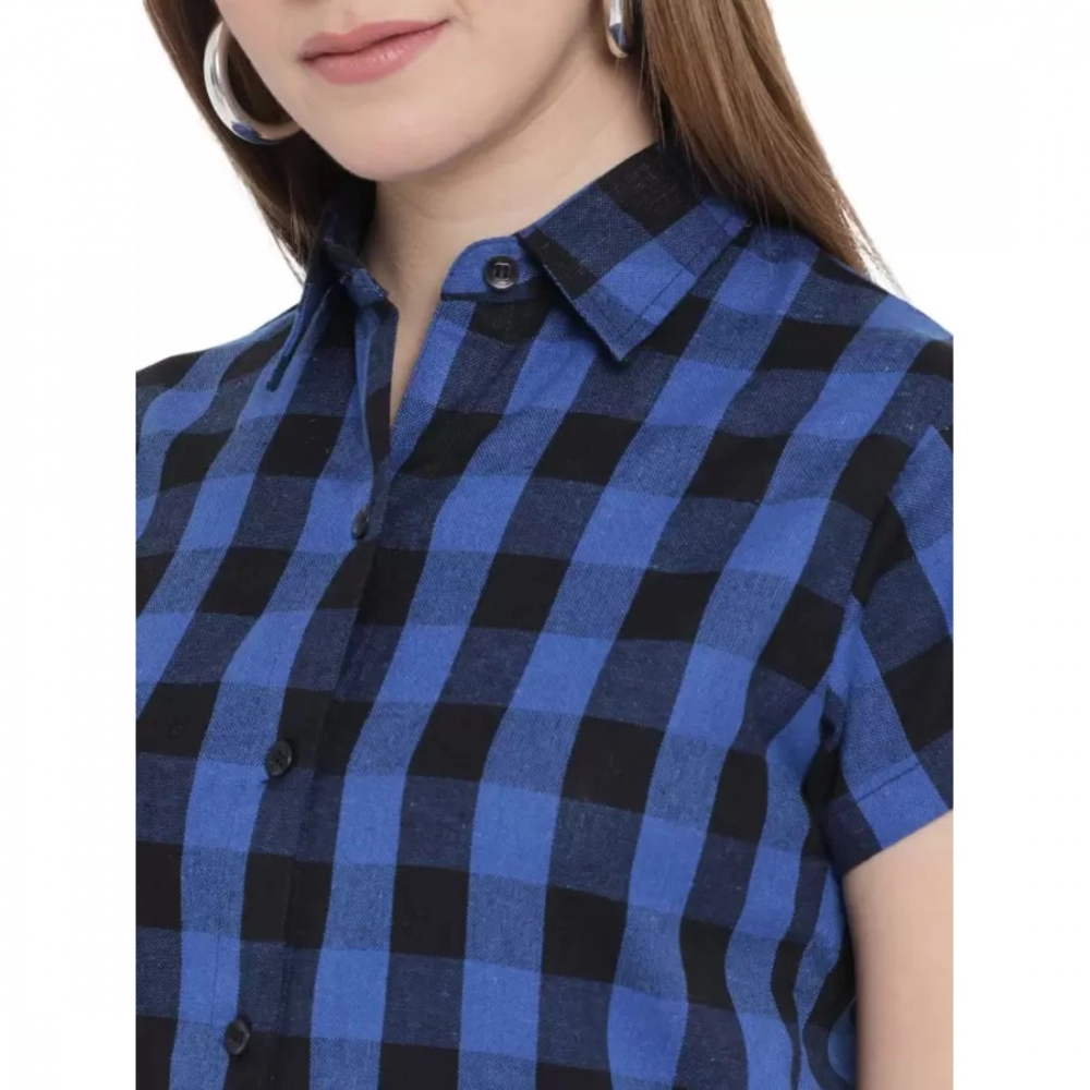 Women's Shirt Blue, Black Dress (Color:Blue, Material:Pure Cotton) - Image 3