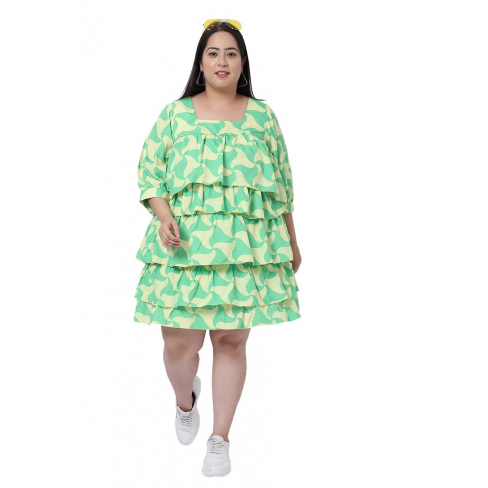 Women's Crepe Printed Knee Length Fit and Flare Dress (Multicolor) - Image 7