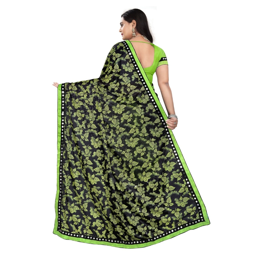 Women's Lycra Blend Saree with Blouse (Pista, 5-6 Mtrs) - Image 2