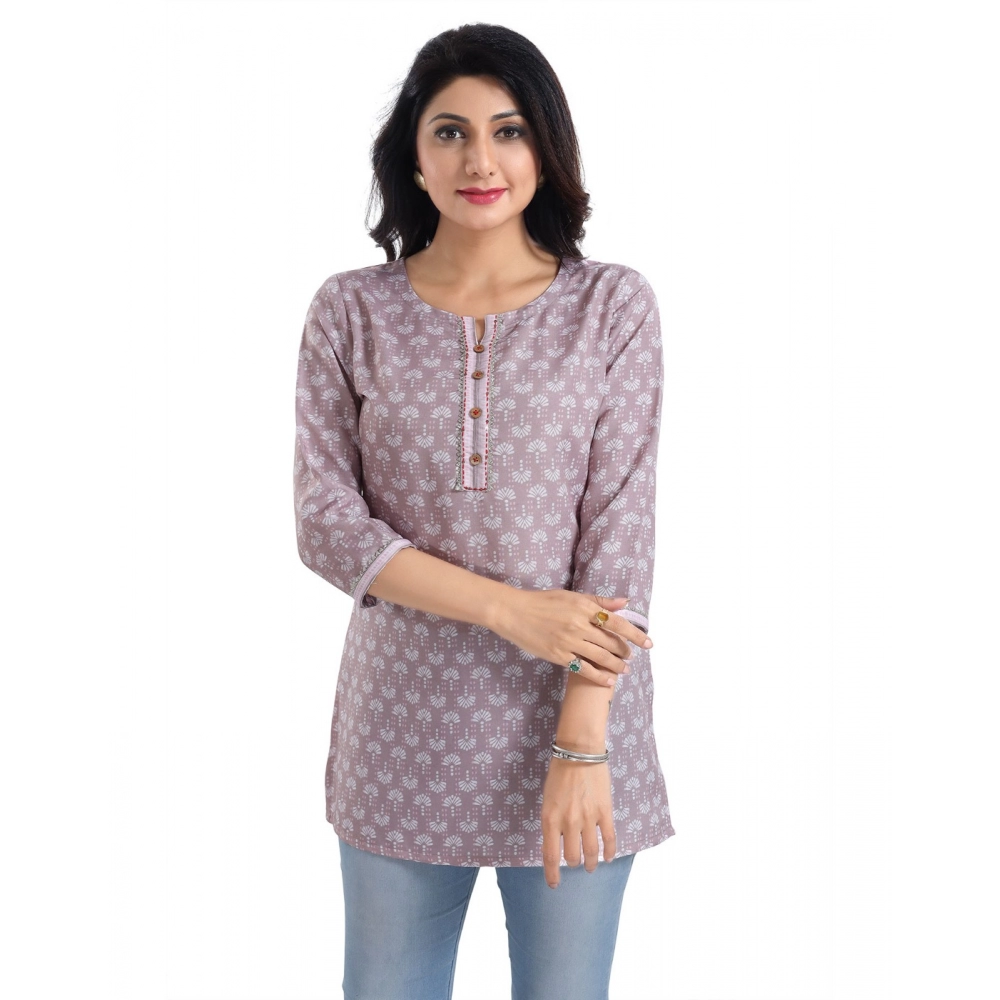 Women's 3/4th Sleeve Viscose Blend Tunic Short Top (Pink) - Image 3