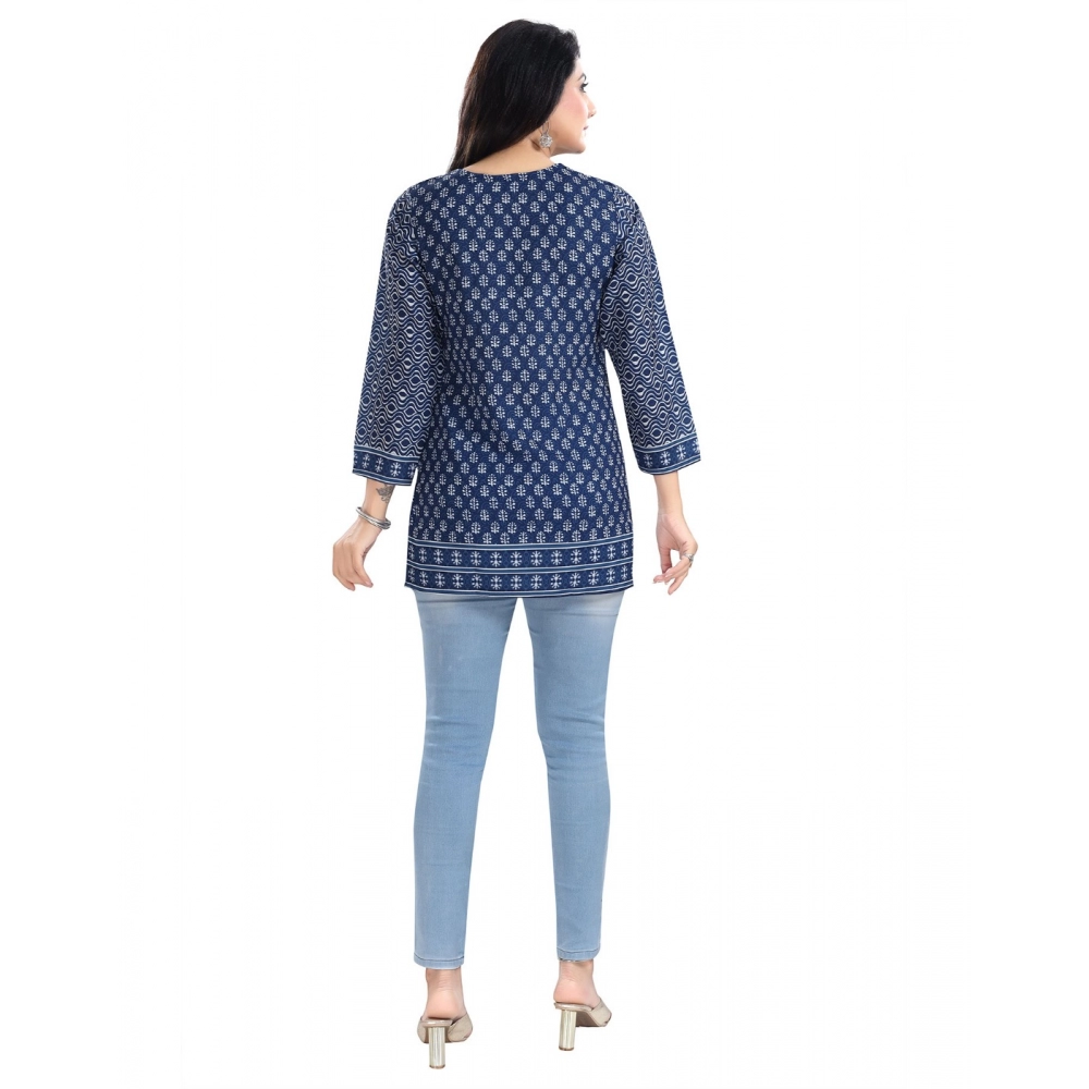 Women's 3/4th Sleeve Summer Cool Tunic Short Top (Blue) - Image 6