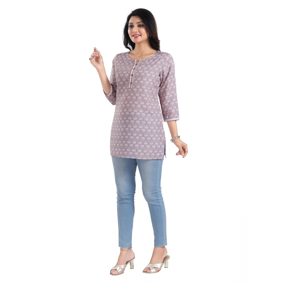 Women's 3/4th Sleeve Viscose Blend Tunic Short Top (Pink) - Image 2