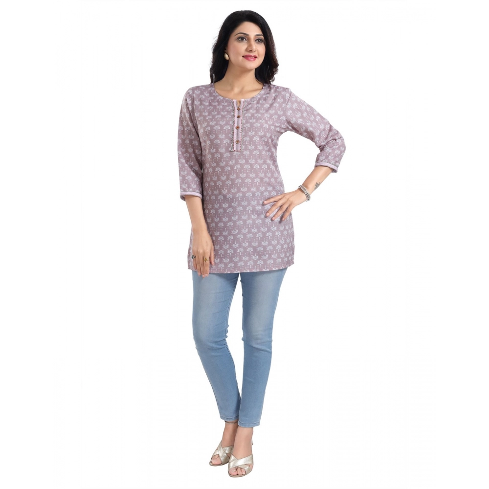 Women's 3/4th Sleeve Viscose Blend Tunic Short Top (Pink) - Image 4