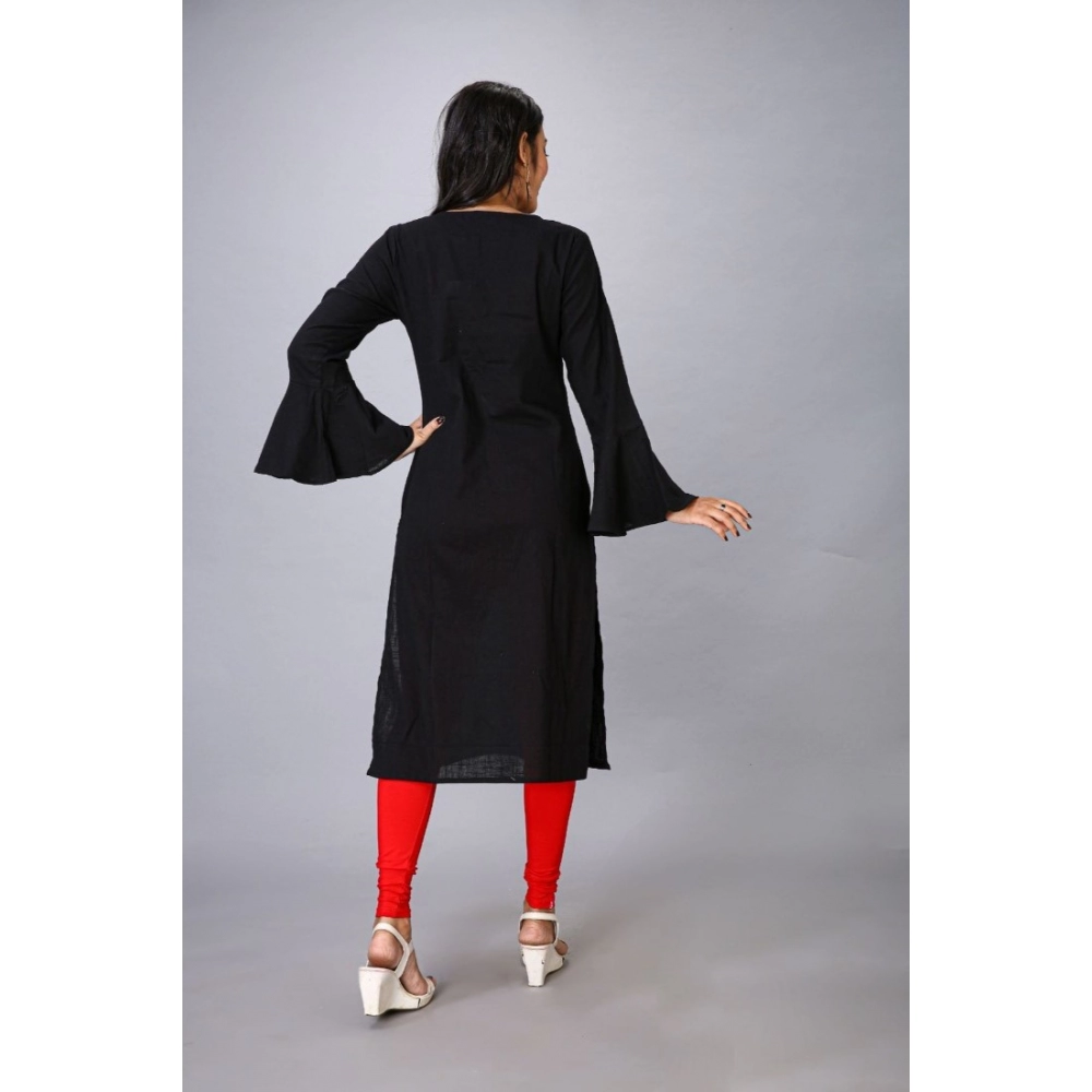 Women's Casual Full Sleeve Viscose Rayon Printed Kurti (Black) - Image 5