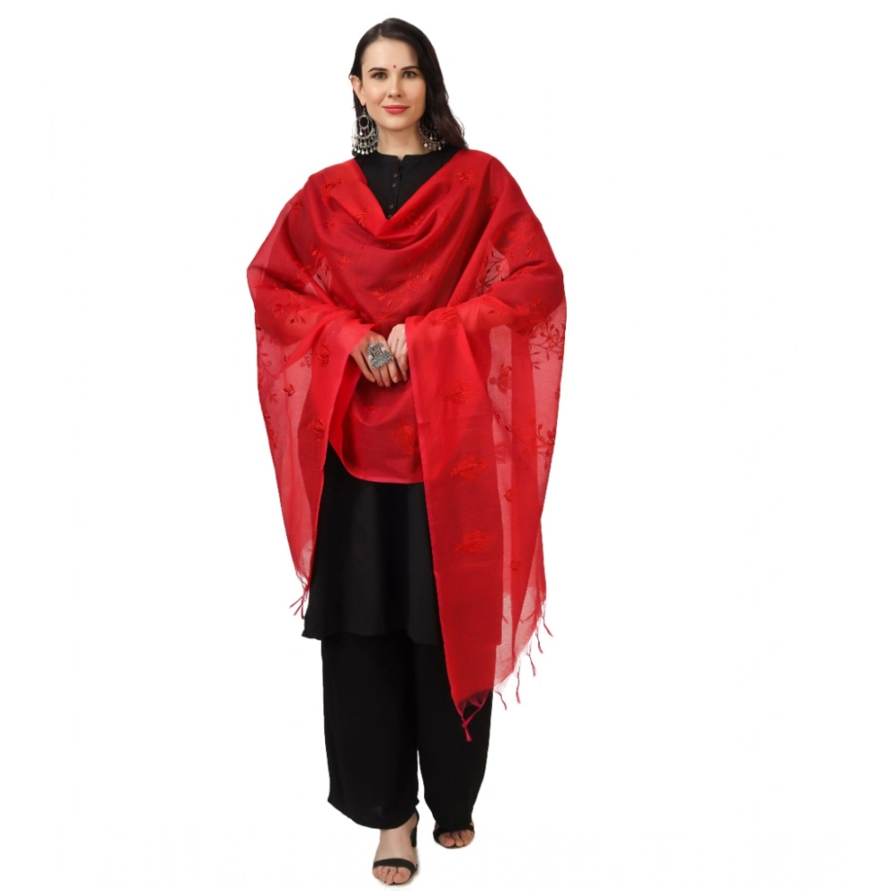 Women's Cotton Embroidered Dupatta (Red, Length: 2.25 to 2.50 Mtr) - Image 4