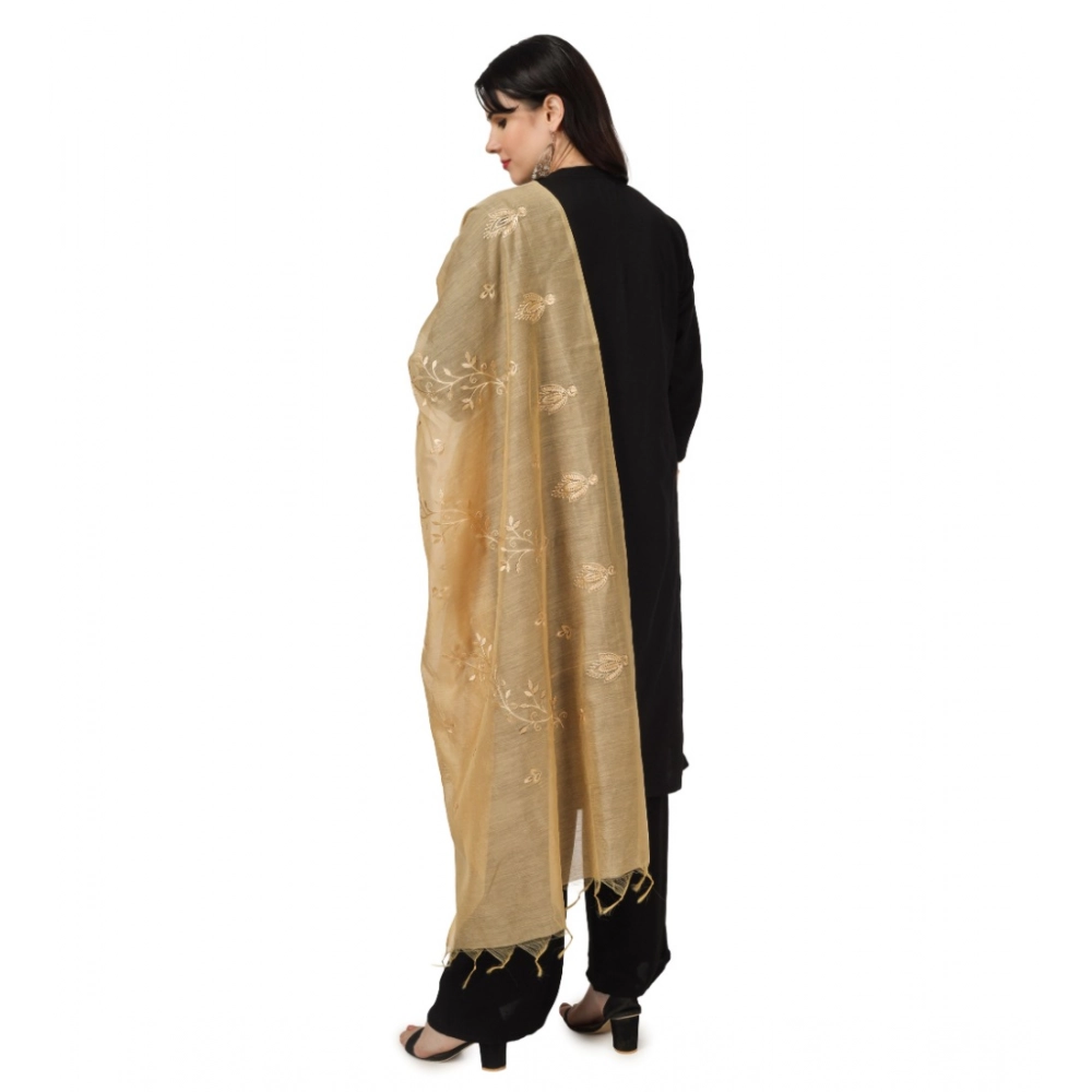Women's Cotton Embroidered Dupatta (Gold, Length: 2.25 to 2.50 Mtr) - Image 2