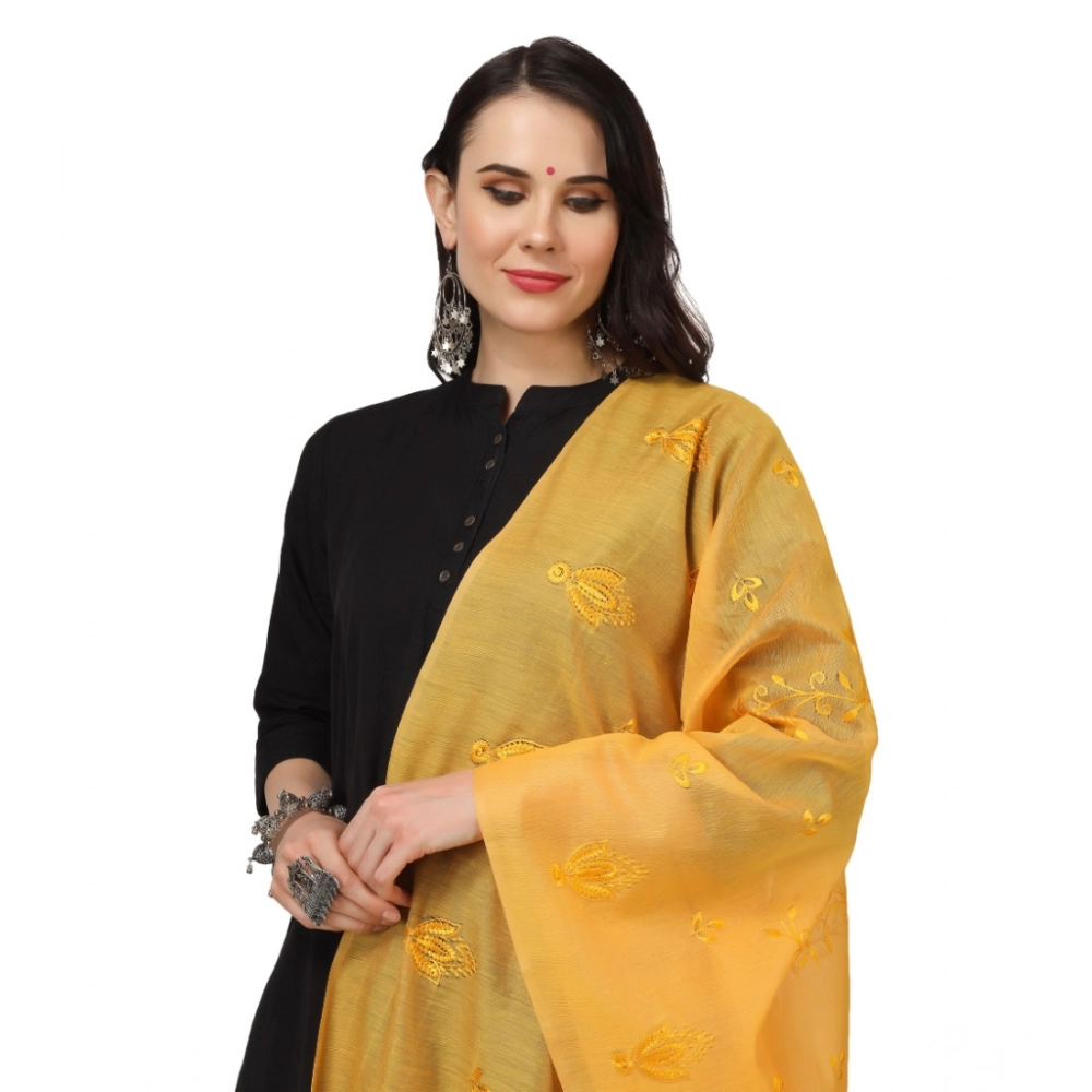 Women's Cotton Embroidered Dupatta (Yellow, Length: 2.25 to 2.50 Mtr) - Image 4