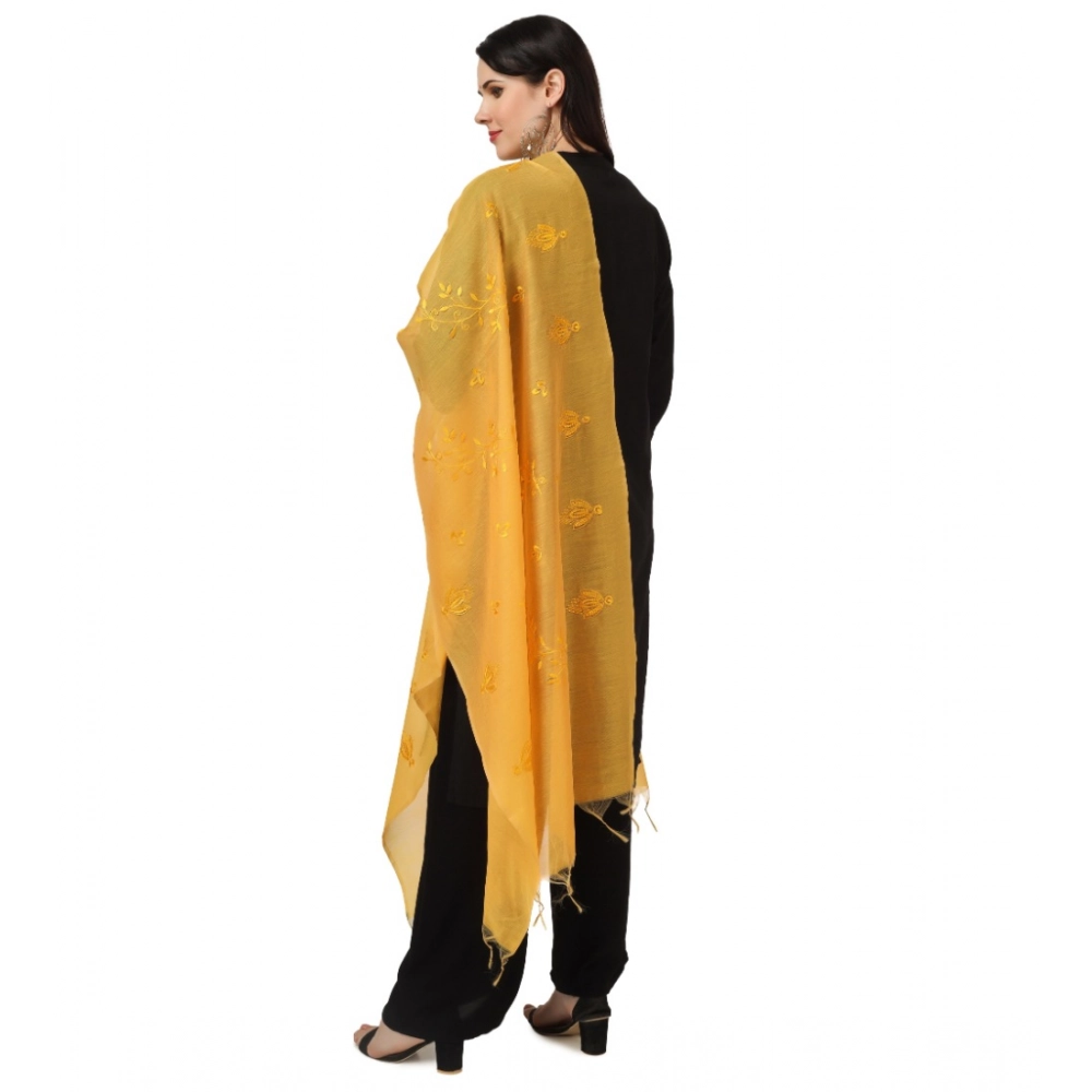 Women's Cotton Embroidered Dupatta (Yellow, Length: 2.25 to 2.50 Mtr) - Image 3