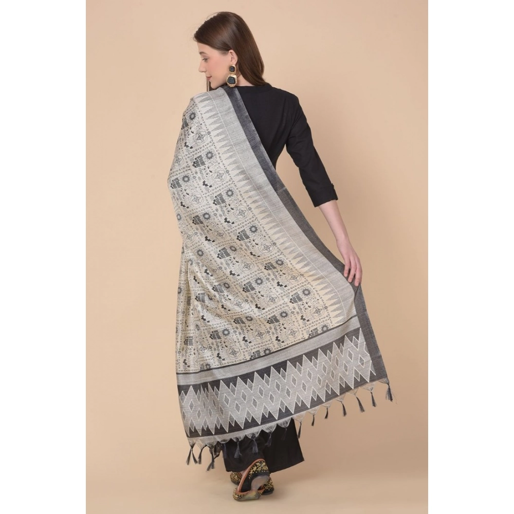 Women's Art Silk Printed Dupatta (Black, Length: 2.25 to 2.50 Mtr) - Image 4