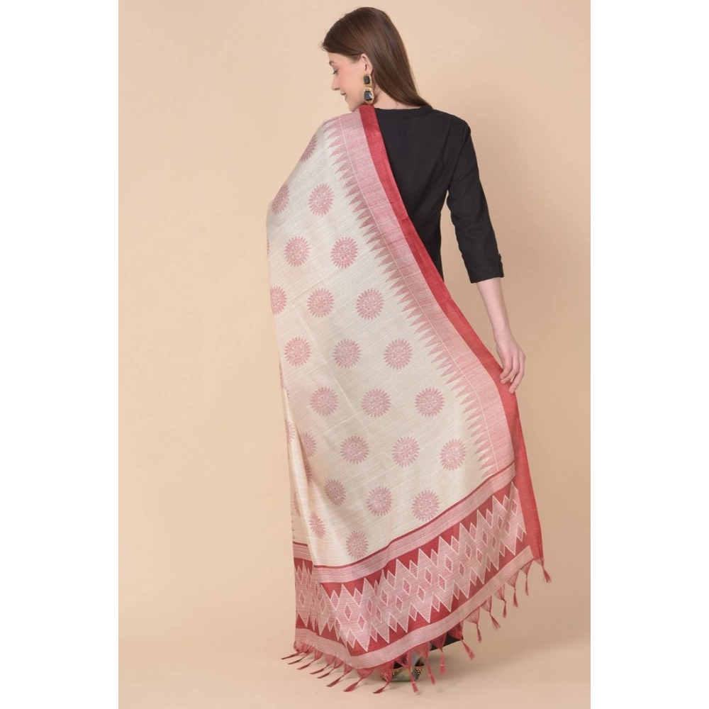 Women's Art Silk Printed Dupatta (Maroon, Length: 2.25 to 2.50 Mtr) - Image 2
