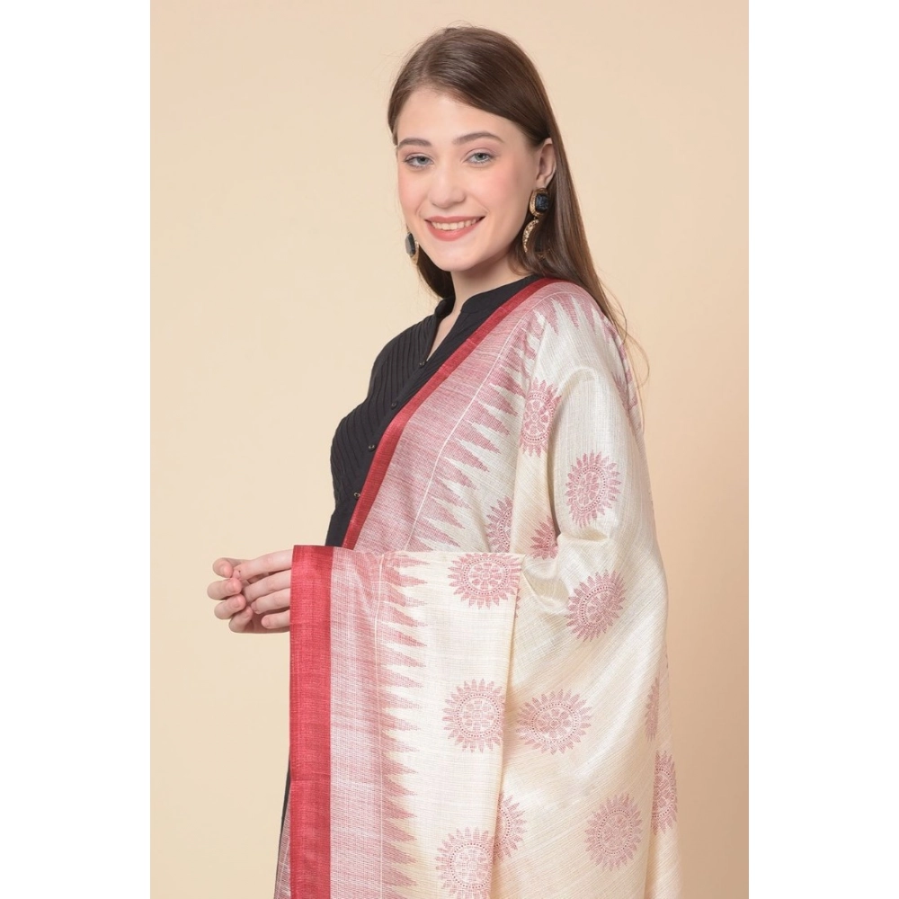 Women's Art Silk Printed Dupatta (Maroon, Length: 2.25 to 2.50 Mtr) - Image 3