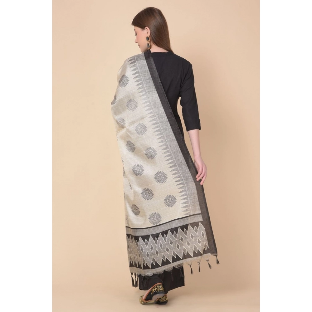Women's Art Silk Printed Dupatta (Black, Length: 2.25 to 2.50 Mtr) - Image 4