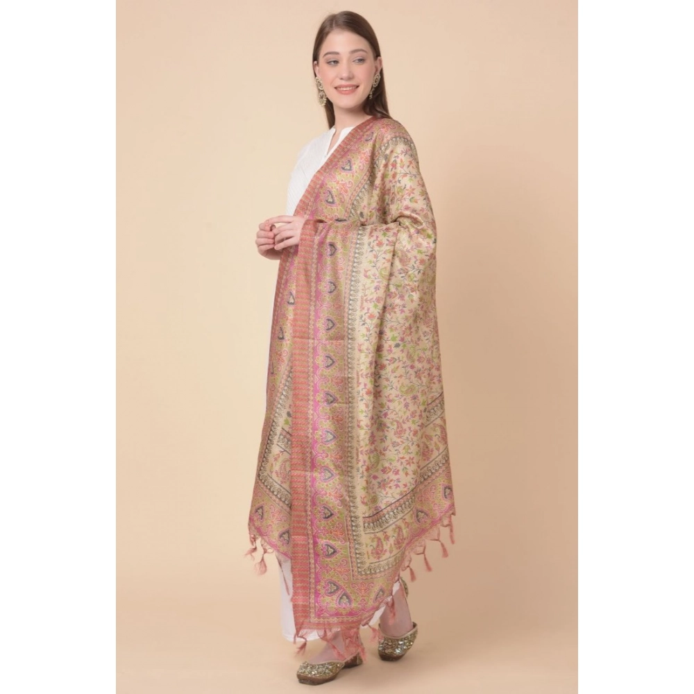 Women's Art Silk Printed Dupatta (Pink, Length: 2.25 to 2.50 Mtr) - Image 4