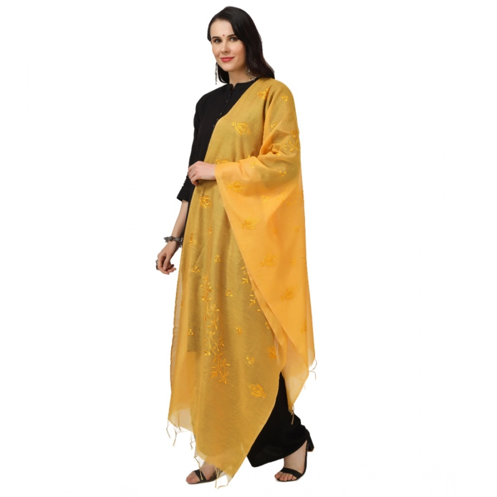 Women's Cotton Embroidered Dupatta (Yellow, Length: 2.25 to 2.50 Mtr) - Image 5