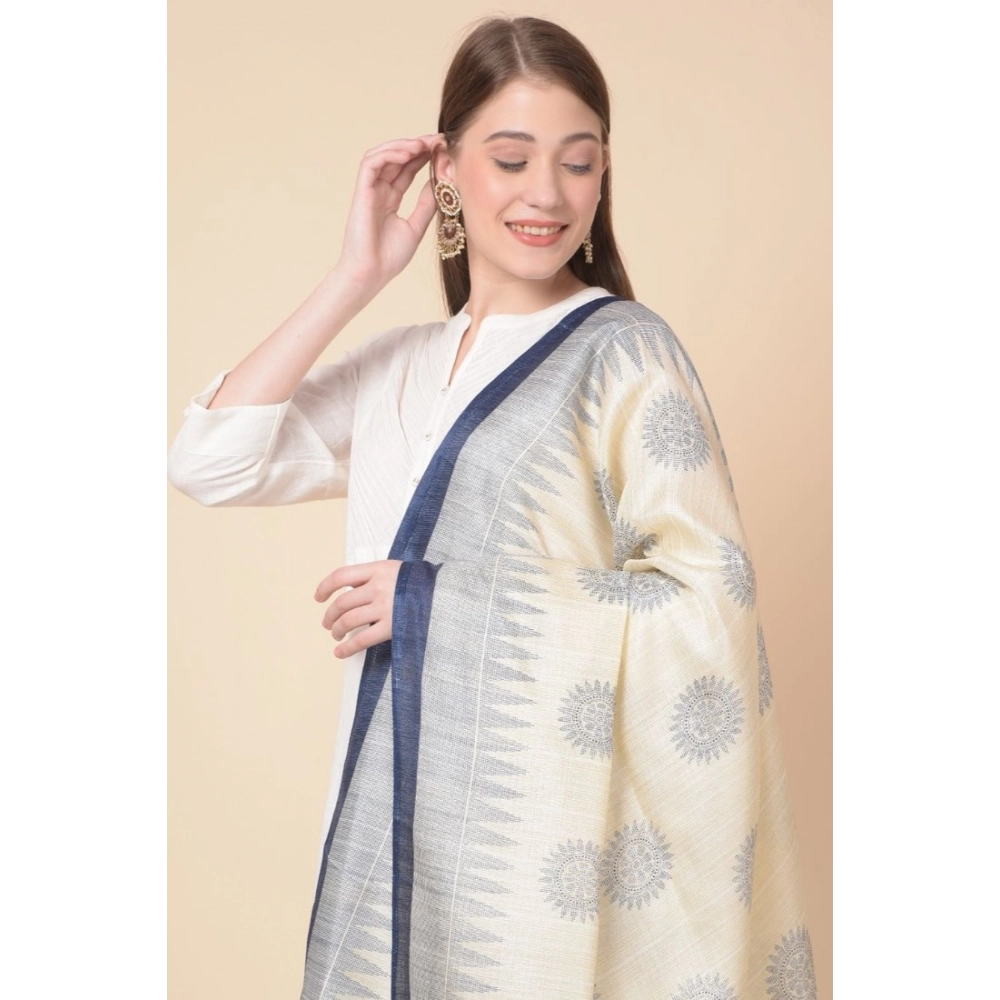 Women's Art Silk Printed Dupatta (Blue, Length: 2.25 to 2.50 Mtr) - Image 3