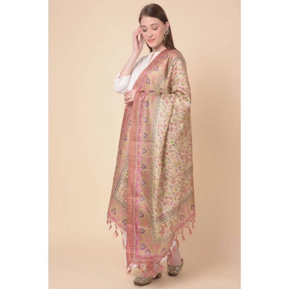 Women's Art Silk Printed Dupatta (Pink, Length: 2.25 to 2.50 Mtr) - Image 3