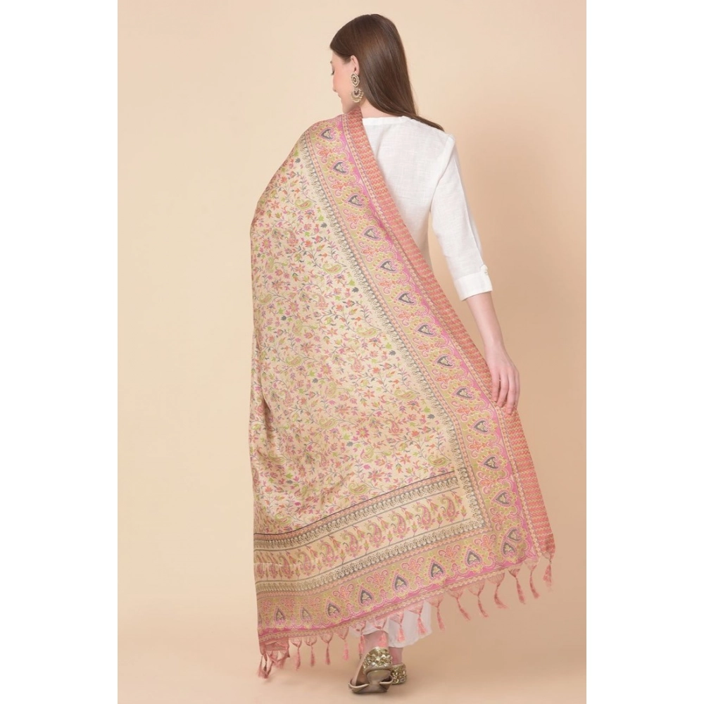 Women's Art Silk Printed Dupatta (Pink, Length: 2.25 to 2.50 Mtr) - Image 5