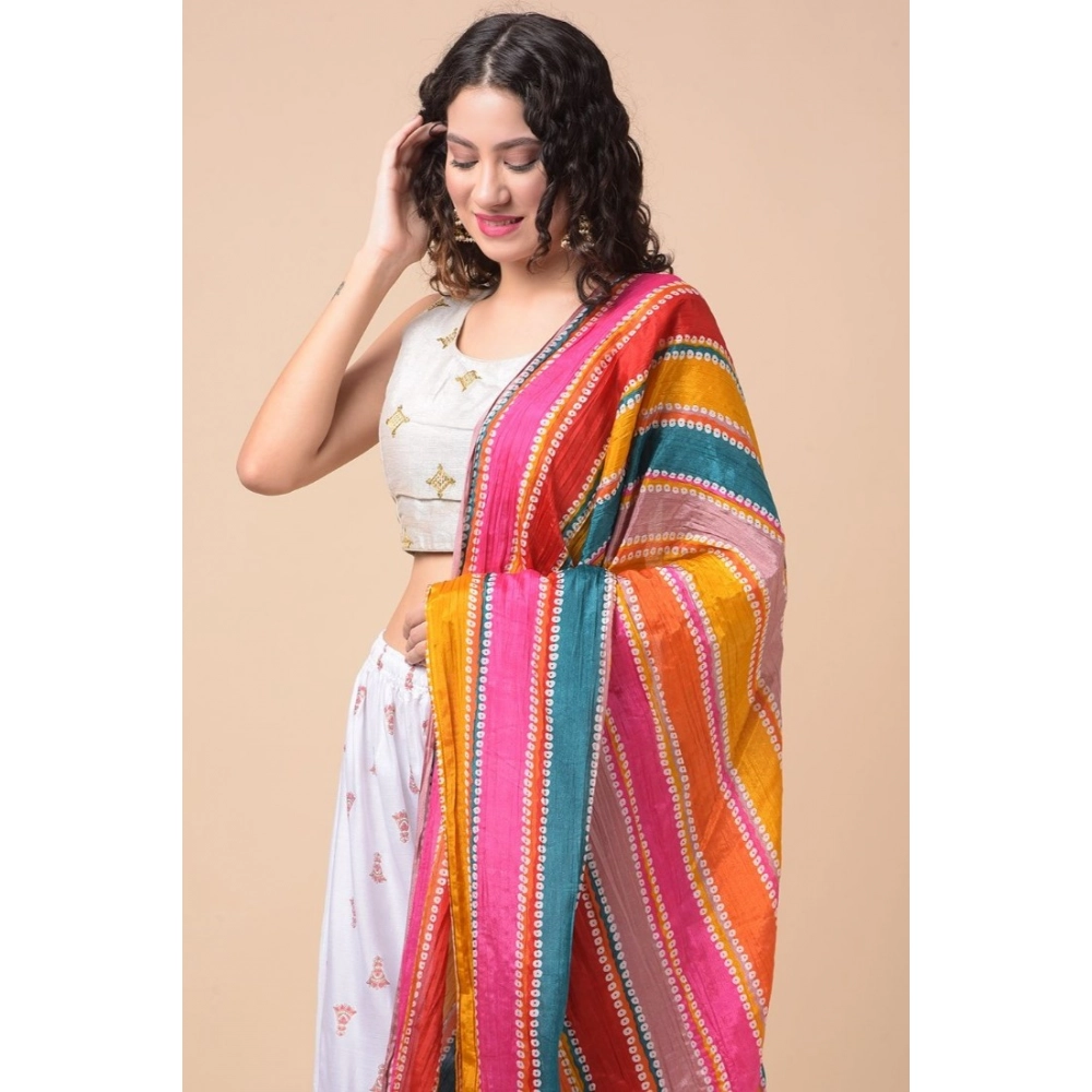 Women's Chanderi Printed Dupatta (Multicolor, Length: 2.25 to 2.50 Mtr) - Image 2
