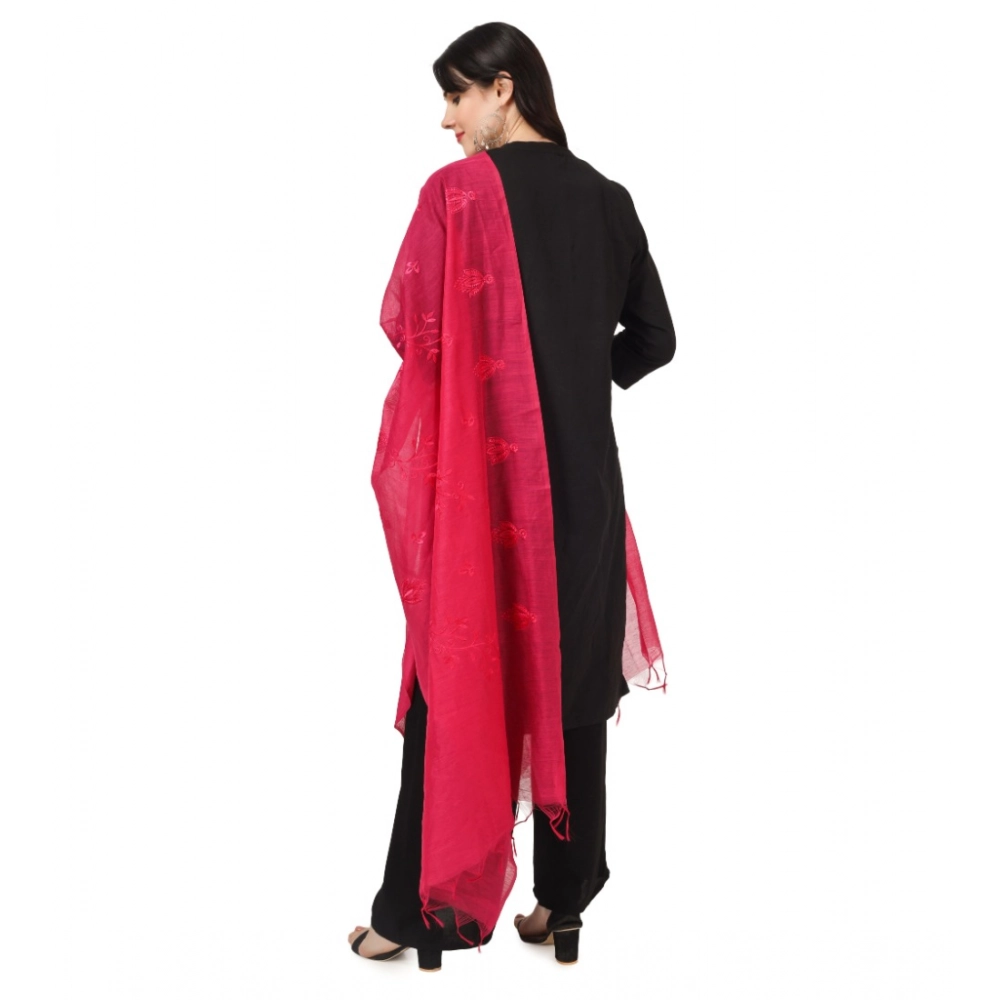 Women's Cotton Embroidered Dupatta (Maroon, Length: 2.25 to 2.50 Mtr) - Image 3