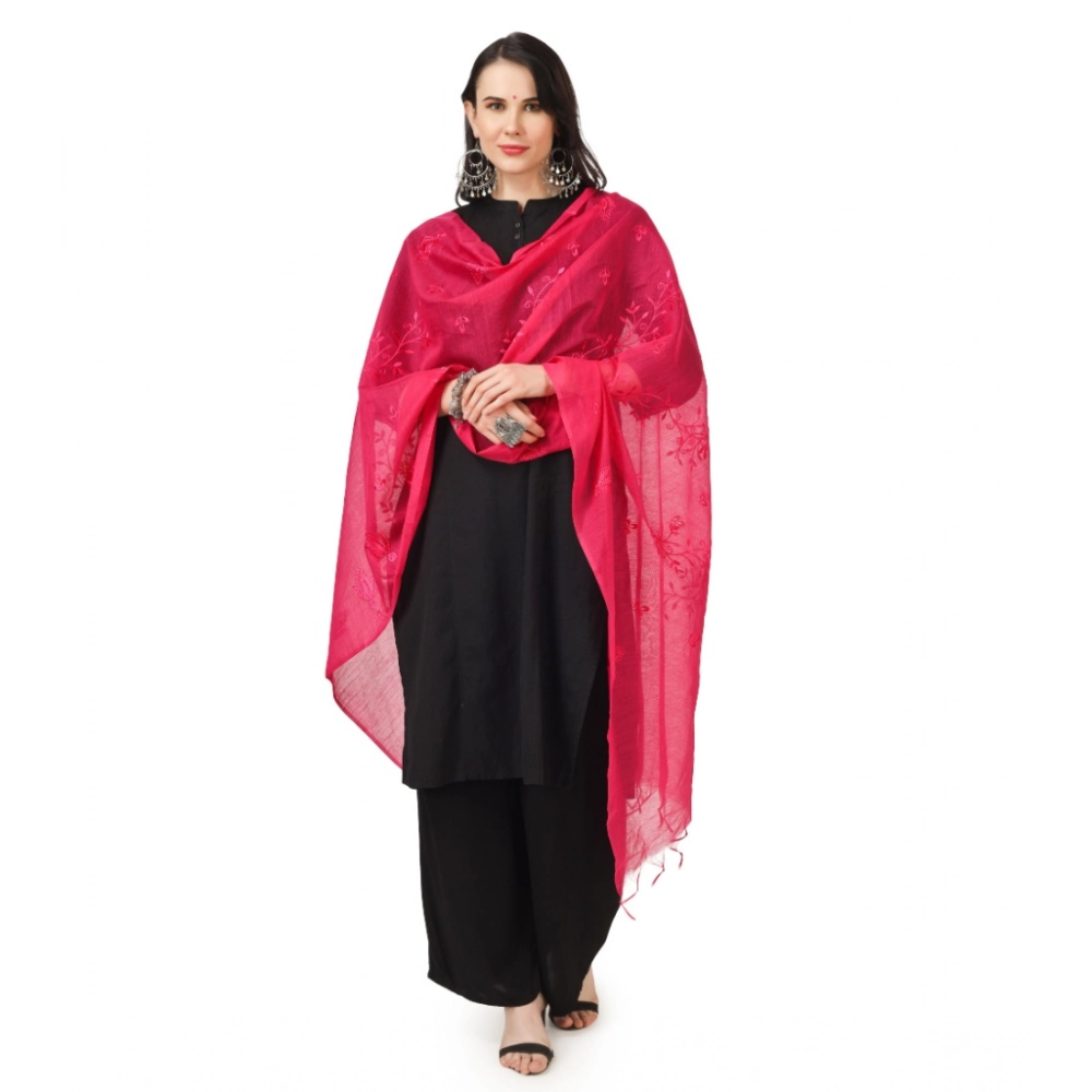 Women's Cotton Embroidered Dupatta (Maroon, Length: 2.25 to 2.50 Mtr) - Image 2