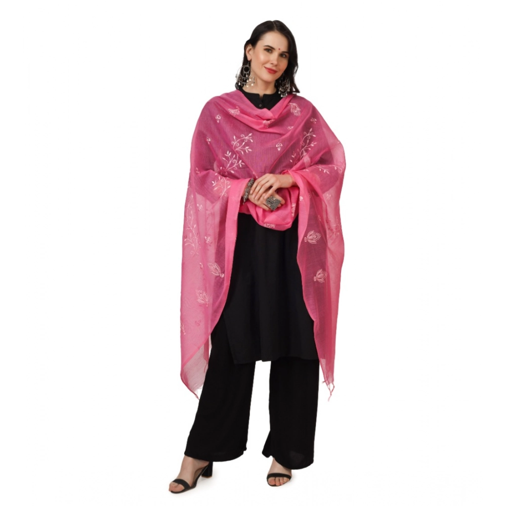 Women's Cotton Embroidered Dupatta (Pink, Length: 2.25 to 2.50 Mtr) - Image 2