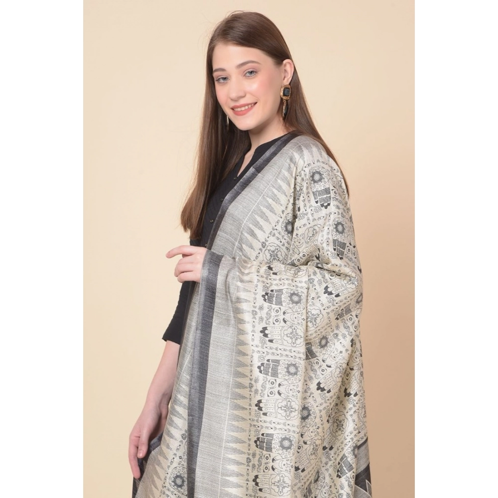 Women's Art Silk Printed Dupatta (Black, Length: 2.25 to 2.50 Mtr) - Image 3