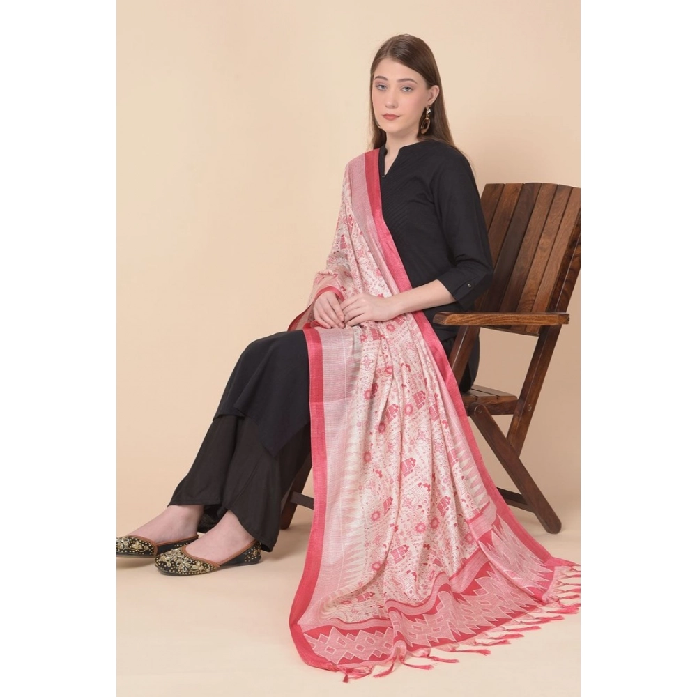 Women's Art Silk Printed Dupatta (Red, Length: 2.25 to 2.50 Mtr) - Image 2