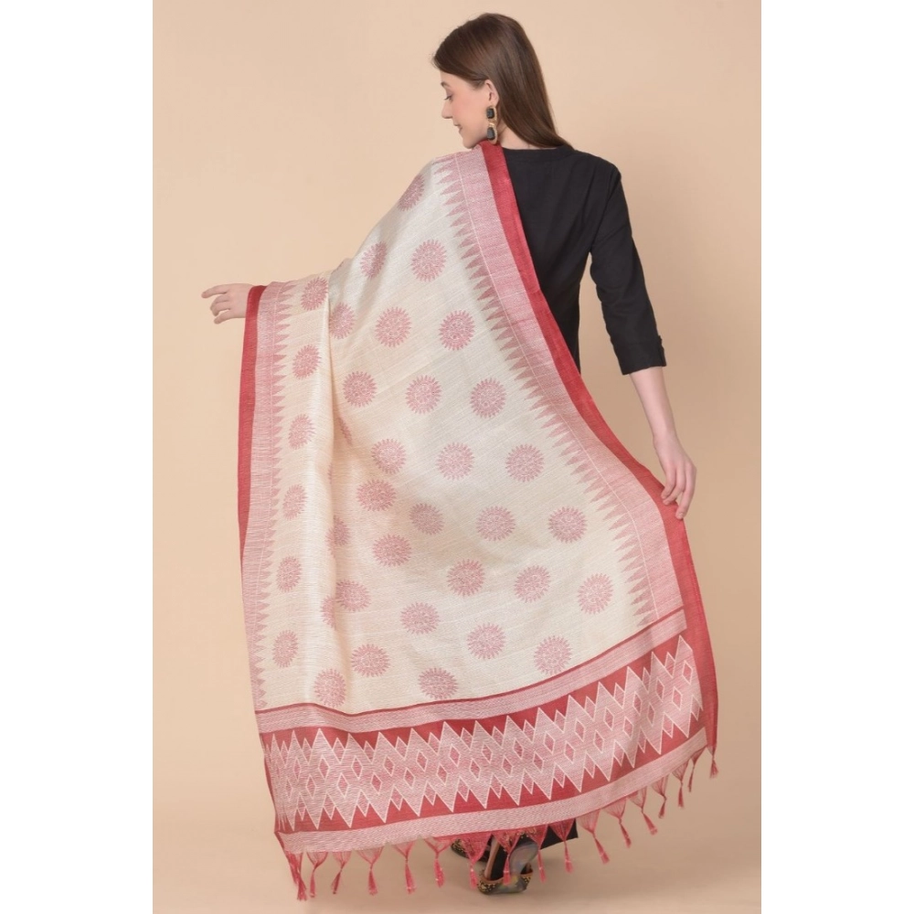 Women's Art Silk Printed Dupatta (Maroon, Length: 2.25 to 2.50 Mtr) - Image 5
