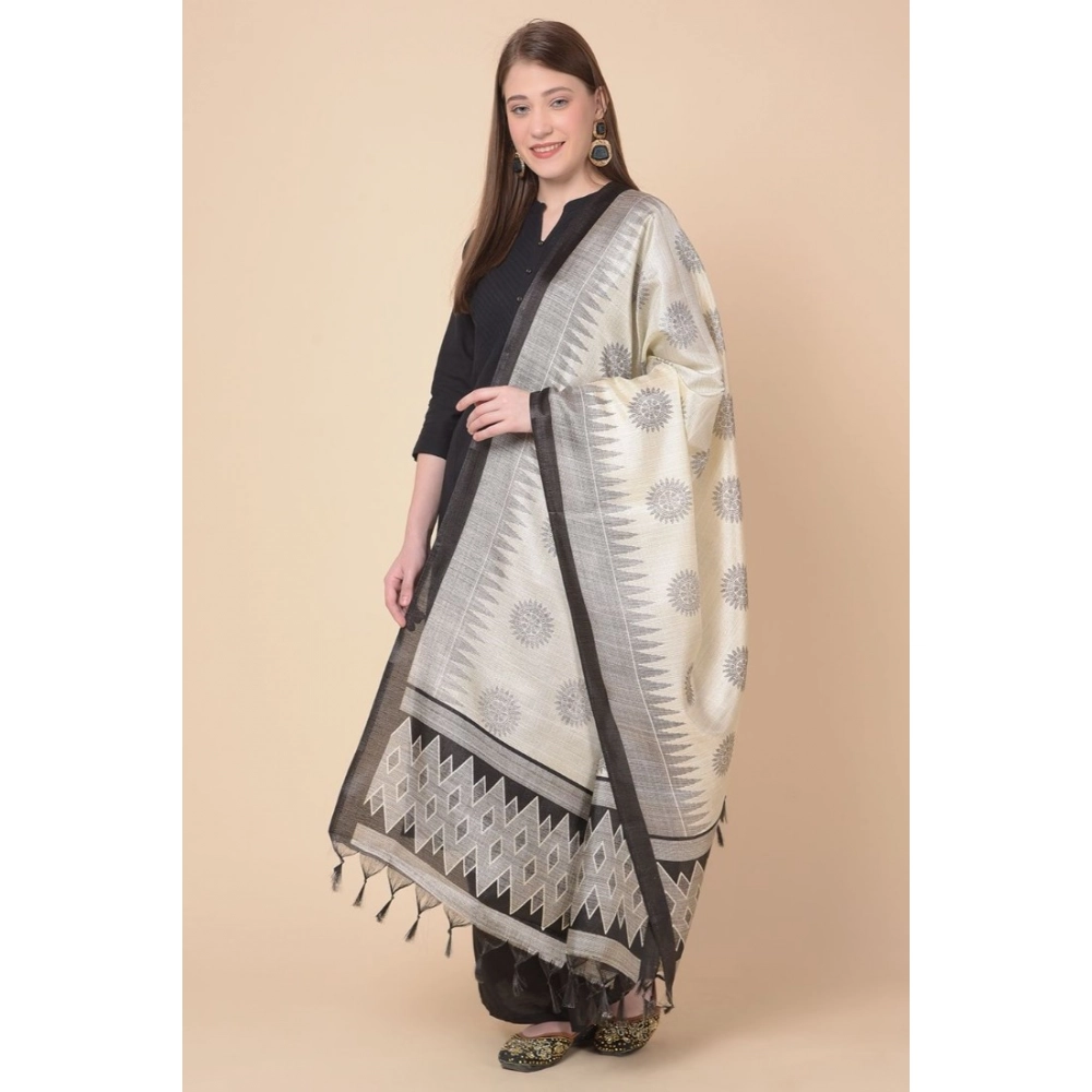 Women's Art Silk Printed Dupatta (Black, Length: 2.25 to 2.50 Mtr) - Image 2