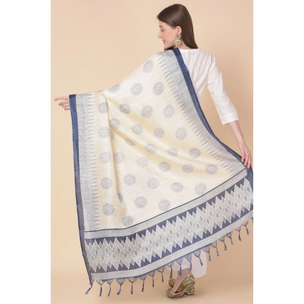 Women's Art Silk Printed Dupatta (Blue, Length: 2.25 to 2.50 Mtr) - Image 5