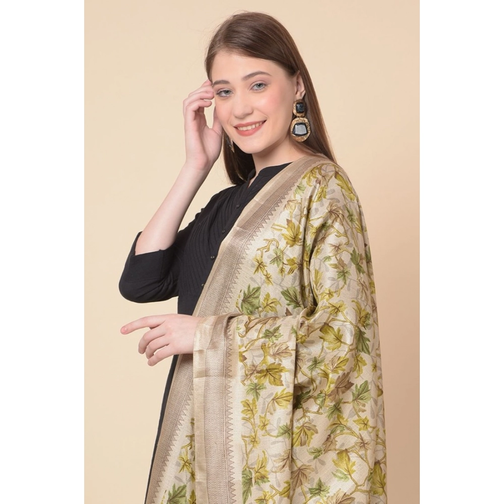 Women's Art Silk Printed Dupatta (Gold, Length: 2.25 to 2.50 Mtr) - Image 2