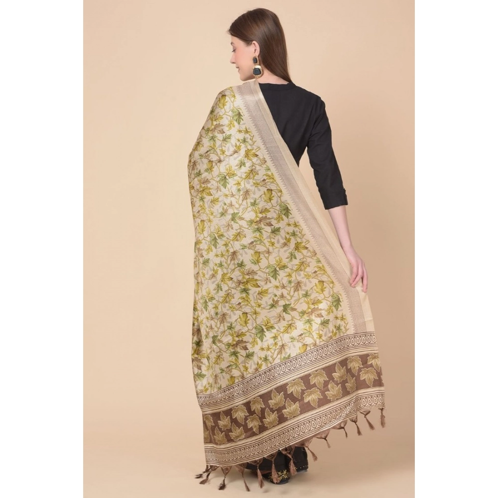 Women's Art Silk Printed Dupatta (Gold, Length: 2.25 to 2.50 Mtr) - Image 4